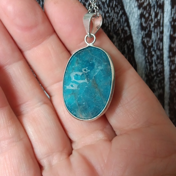Apatite Pendant Necklace .925 - Picture 4 of 4